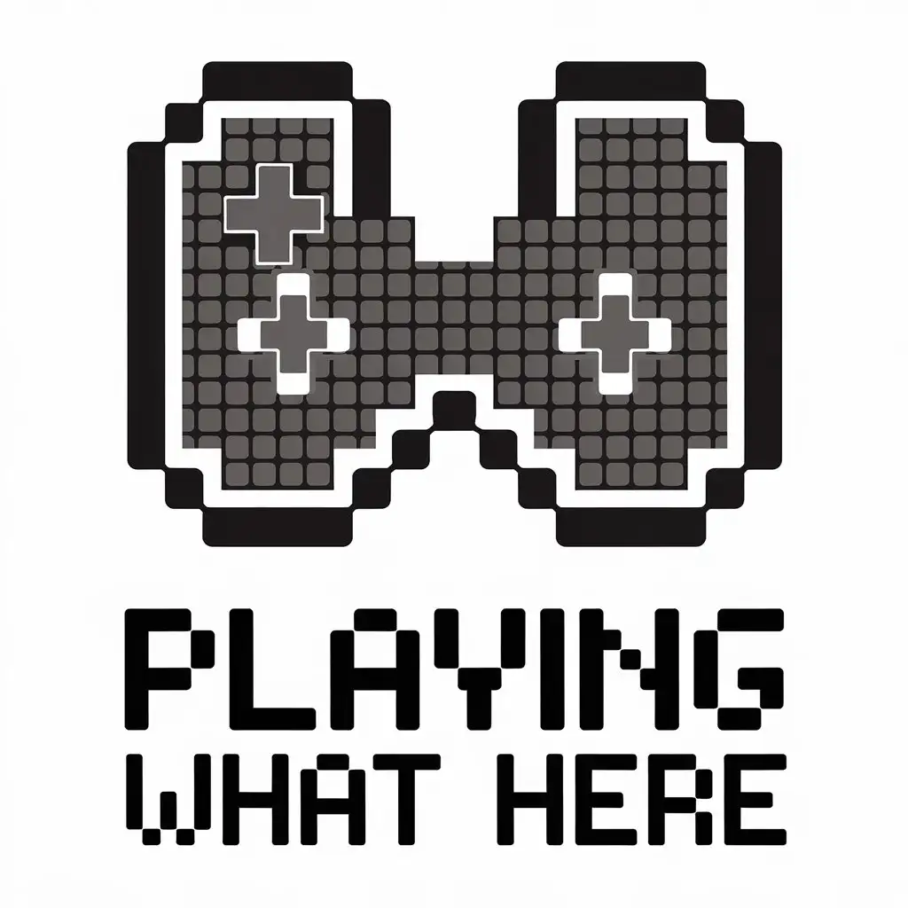 a vector logo design,with the text "playing what here", main symbol:electronic game,Moderate,be used in Entertainment industry,clear background