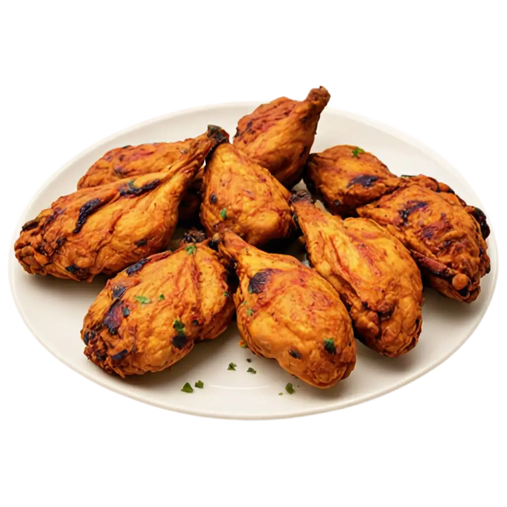 Delicious-Chicken-Tandoori-on-a-White-Plate-HighQuality-PNG-Image-for-Culinary-Inspiration