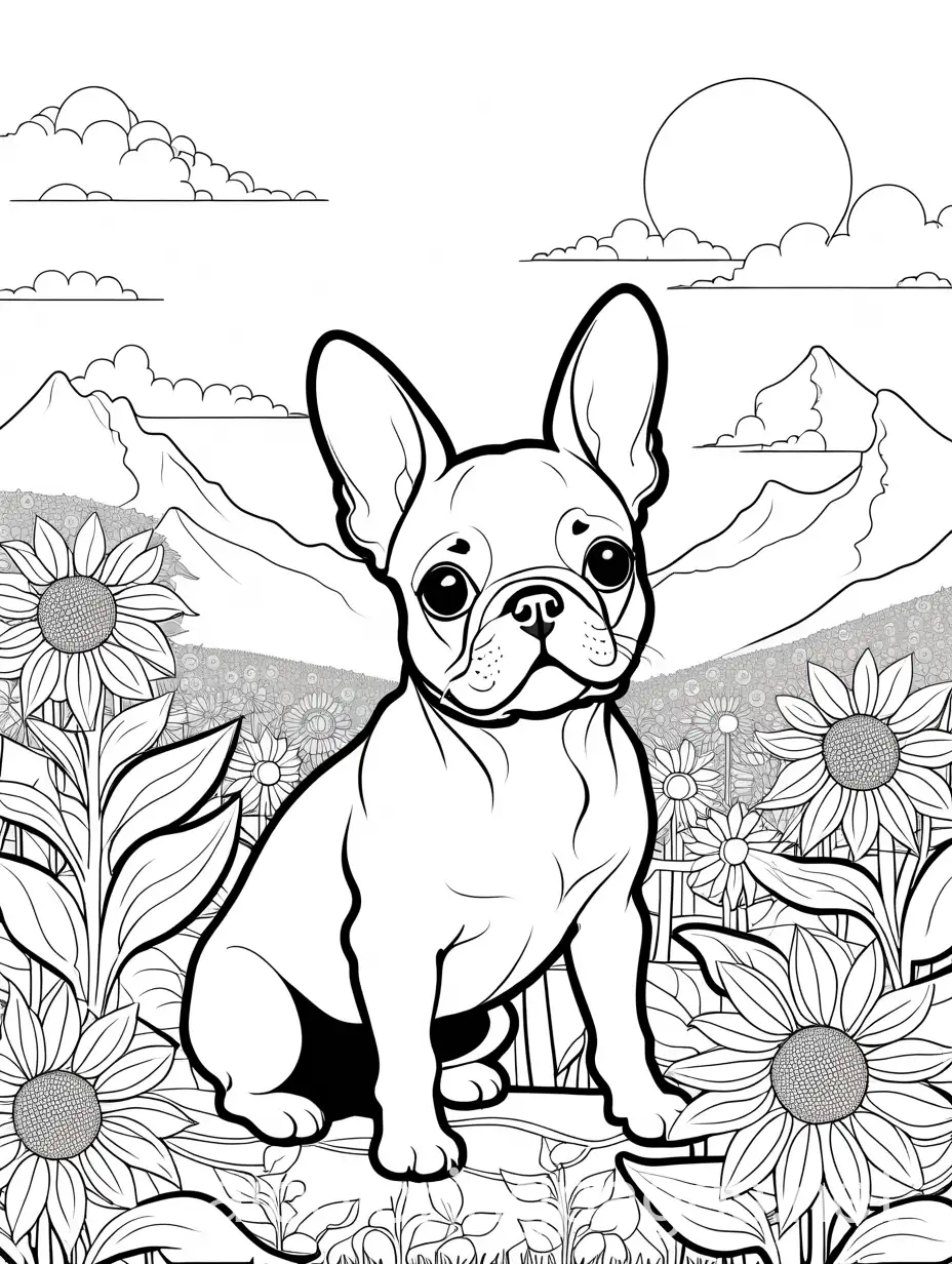 Cute-French-Bulldog-Among-Sunflowers-with-Rabbit-in-Background