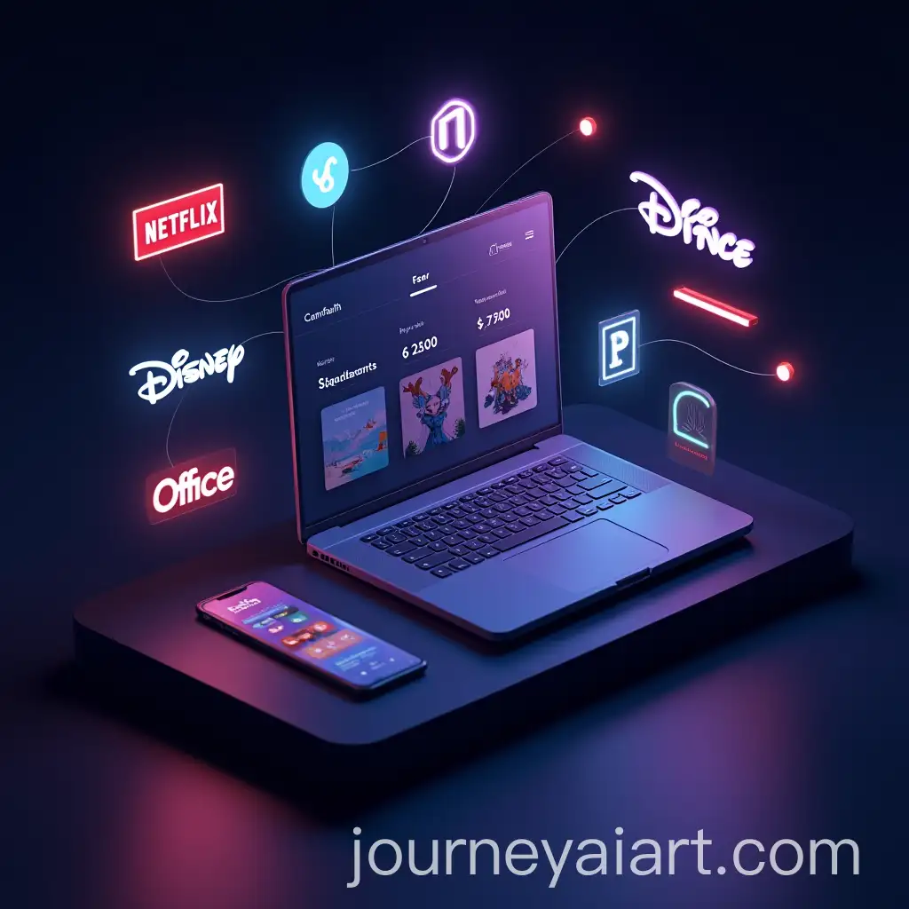 Futuristic-Digital-Marketplace-with-Glowing-Icons-in-Cyberpunk-Style