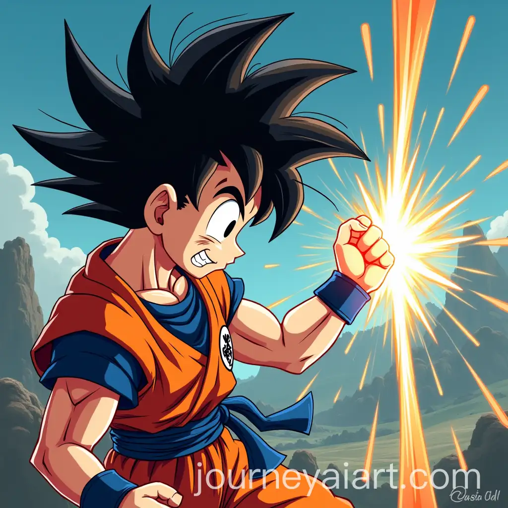 Goku-Punching-with-Screen-Crack-Effect-in-HandDrawn-Anime-Style