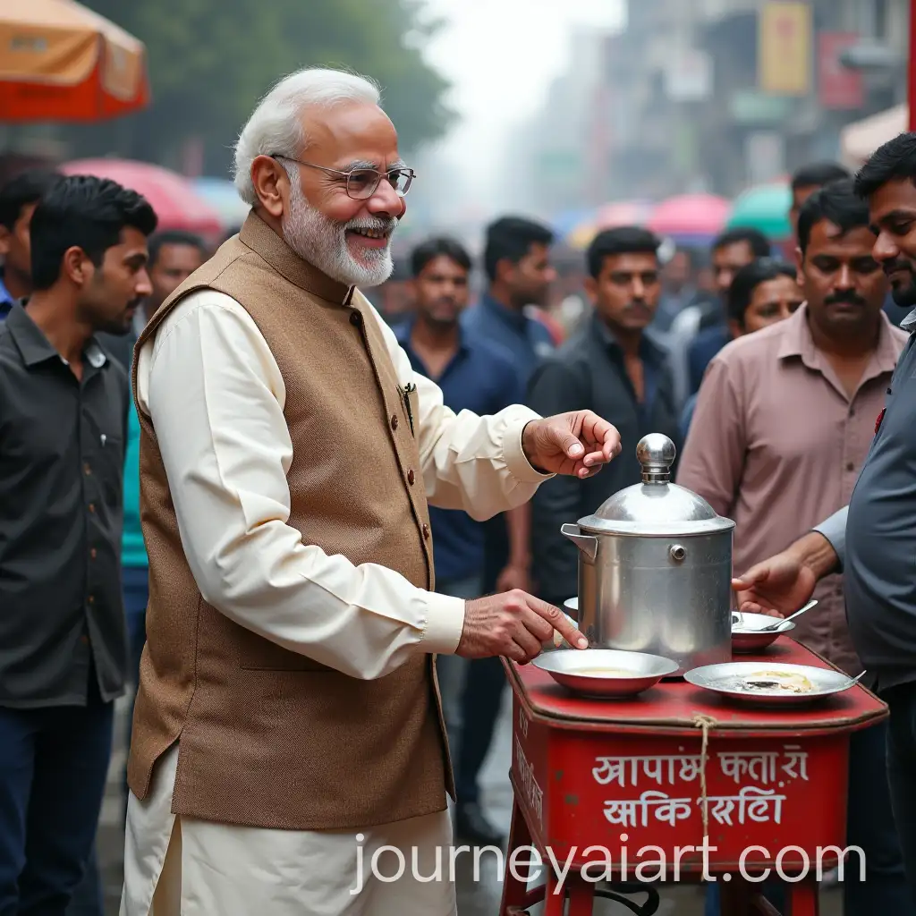 Indian-Prime-Minister-Narendra-Modi-Offering-Tea-in-Bustling-Urban-Setting