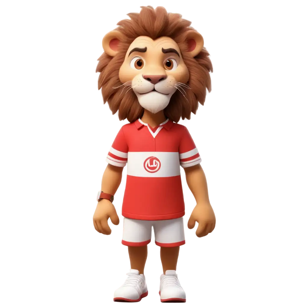 3D-Cartoon-Lion-PNG-Wearing-Red-and-White-Jersey-and-Shoes-for-Dynamic-Visual-Content