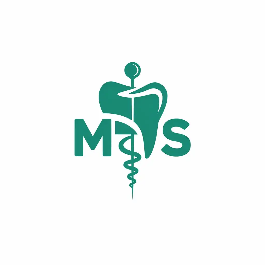 LOGO Design for MS Tooth Dental Pin Symbol with Medical Green Theme for Dental Industry