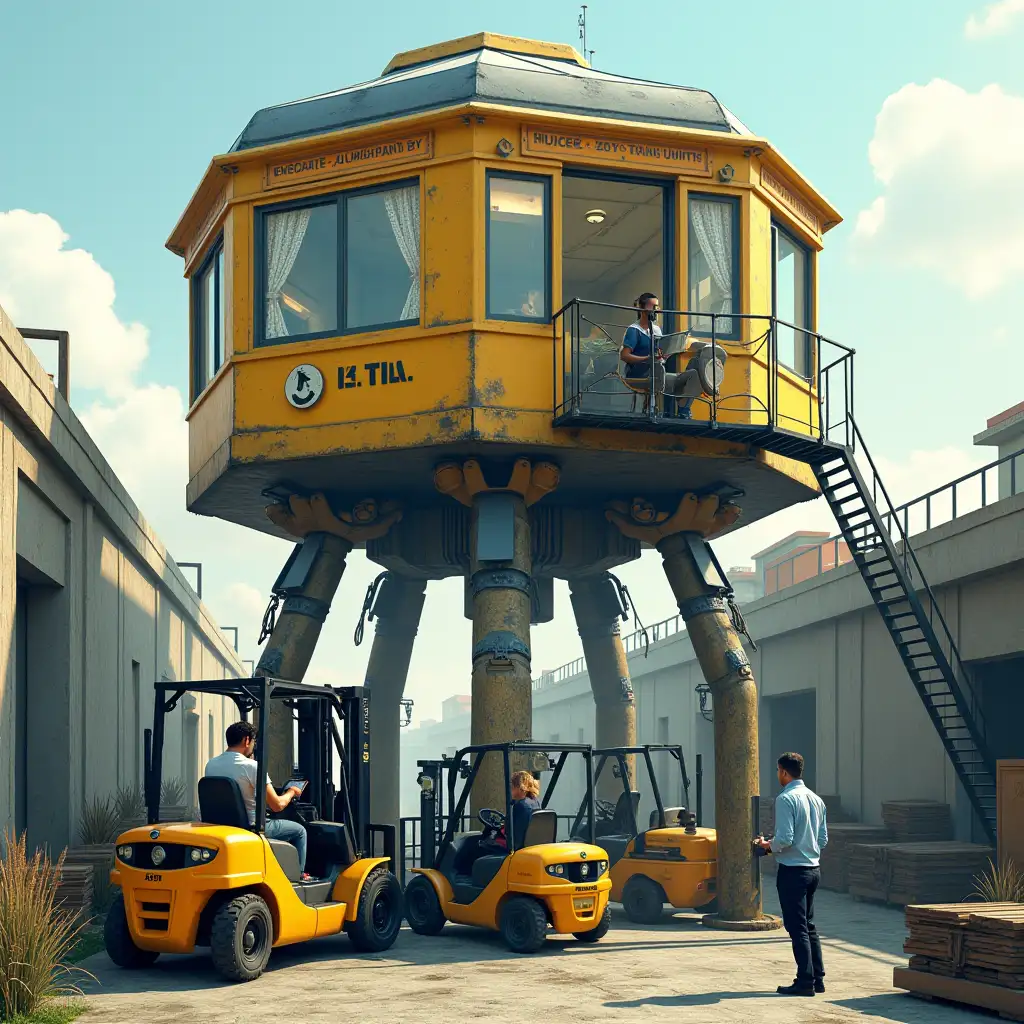 Futuristic-Hexagon-Cabin-Workshop-with-SpiderLike-Platform