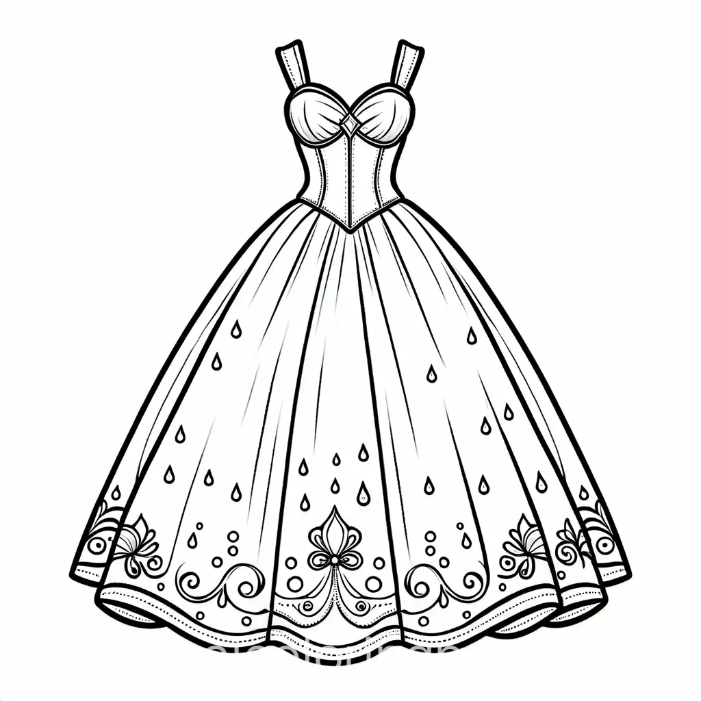 Elegant-Ball-Gown-with-Water-Droplet-Bodice-for-Coloring