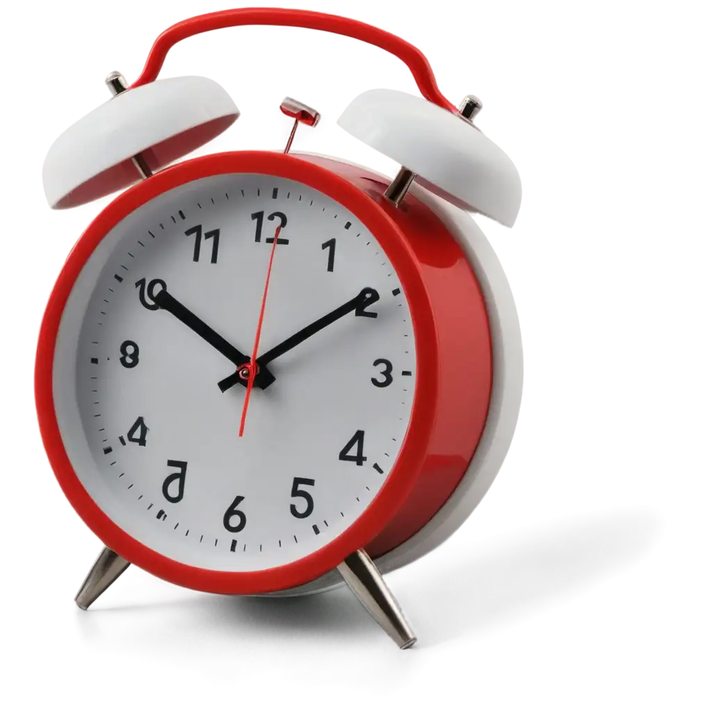 Round-White-and-Red-Alarm-Clock-PNG-for-Vibrant-Digital-Designs