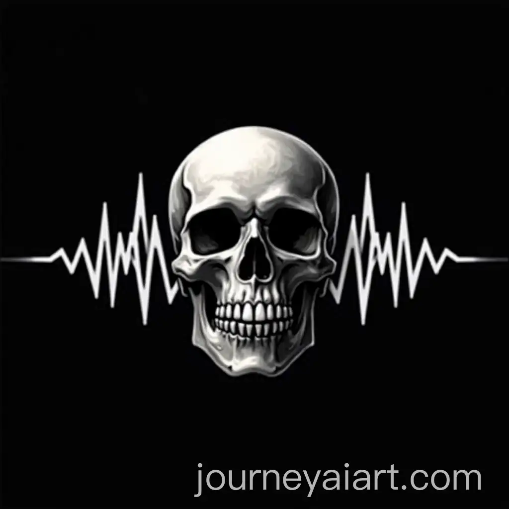 Skull-Winding-Around-Sound-Wave-Logo-with-Black-and-White-Contrast