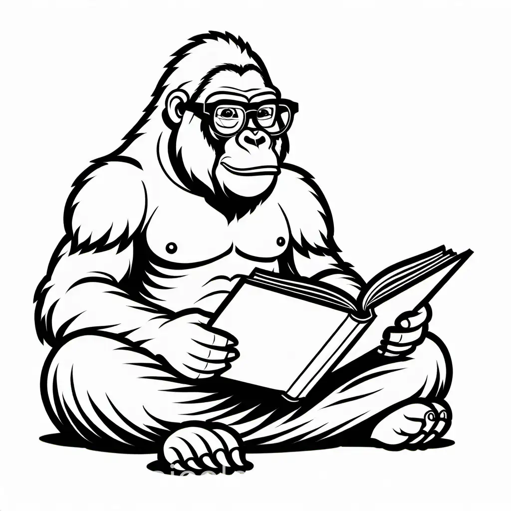 Gorilla-Reading-Spectacles-Coloring-Page