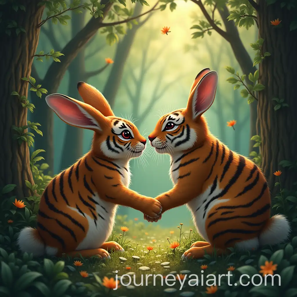 Fantasy-Fusion-of-Rabbit-and-Tiger-in-Forest-Setting
