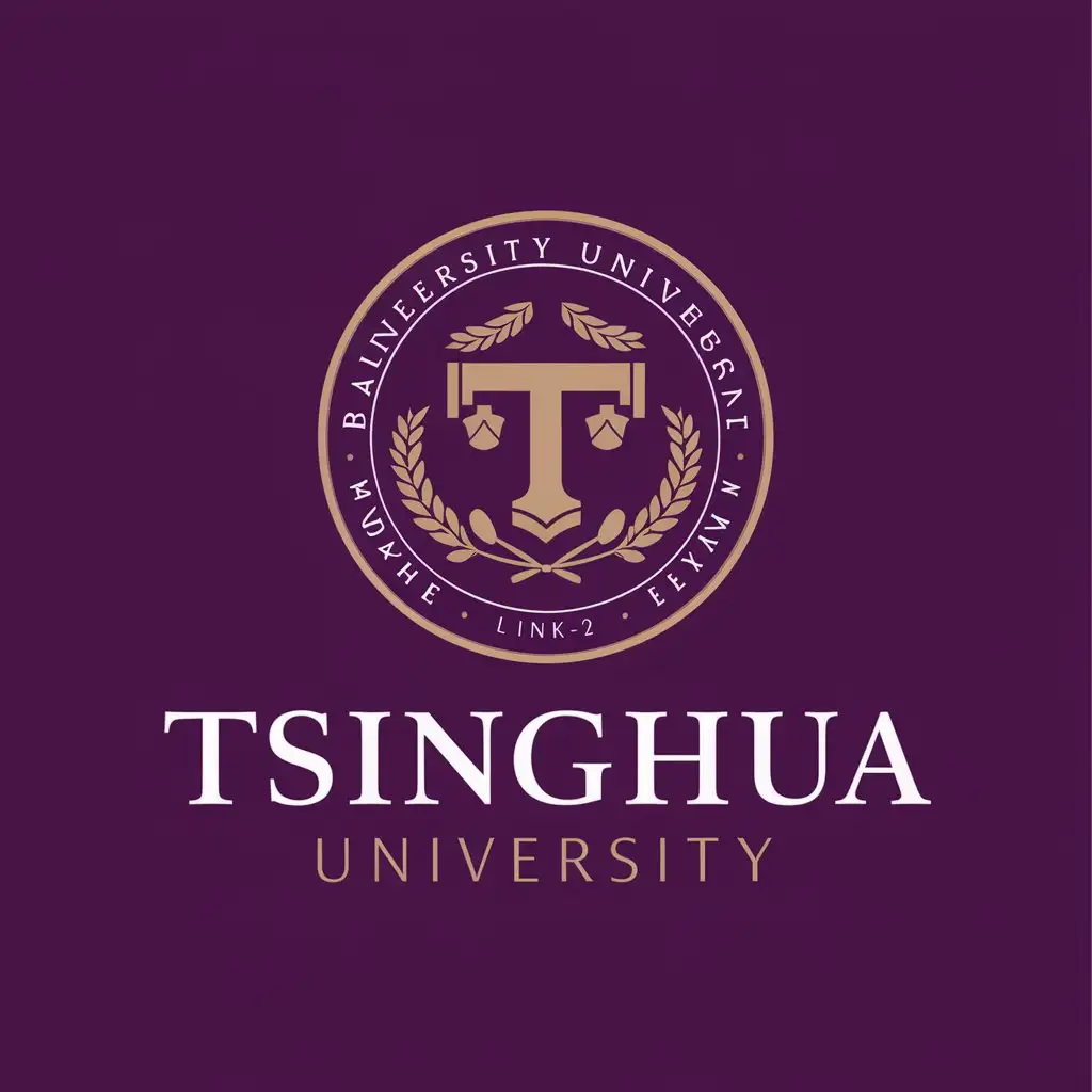 a vector logo design,with the text "Tsinghua University, Link-2, luxurious, elegant, European, purple gold color", main symbol:Tsinghua University, purple gold color,Moderate,be used in Technology industry,clear background