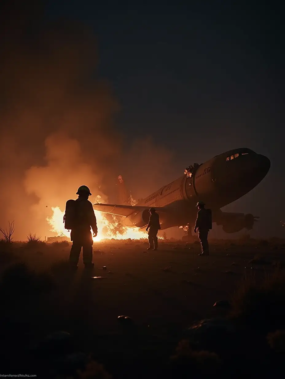 In the middle of the night, amidst the smoldering wreckage of a wrecked plane and helicopter, emergency crews advance with flashlights and fire-resistant suits. But something doesn't fit. At the center of the chaos, a metal structure of unknown origin remains intact, reflecting the rescuers' lights with an eerie glow. Its surface seems to repel fire and the cutting tools don't leave a scratch. One of the firefighters touches the structure... and a pulse of energy expands around him, extinguishing the lights of the emergency vehicles. Absolute silence falls over the scene, while the terrified looks of those present reflect the unknown:  