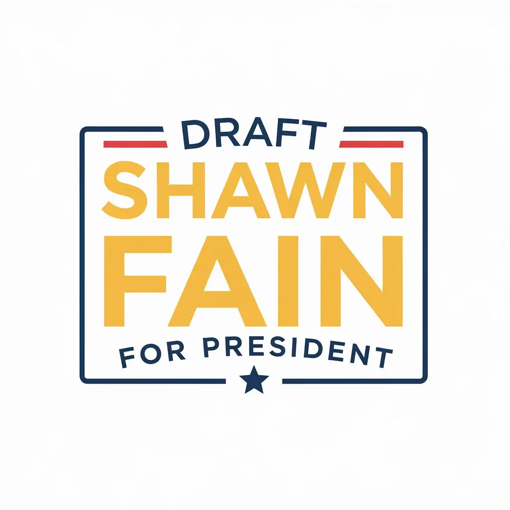 LOGO Design for Draft Shawn Fain for President Yellow and Blue with Iconic Democratic Symbolism