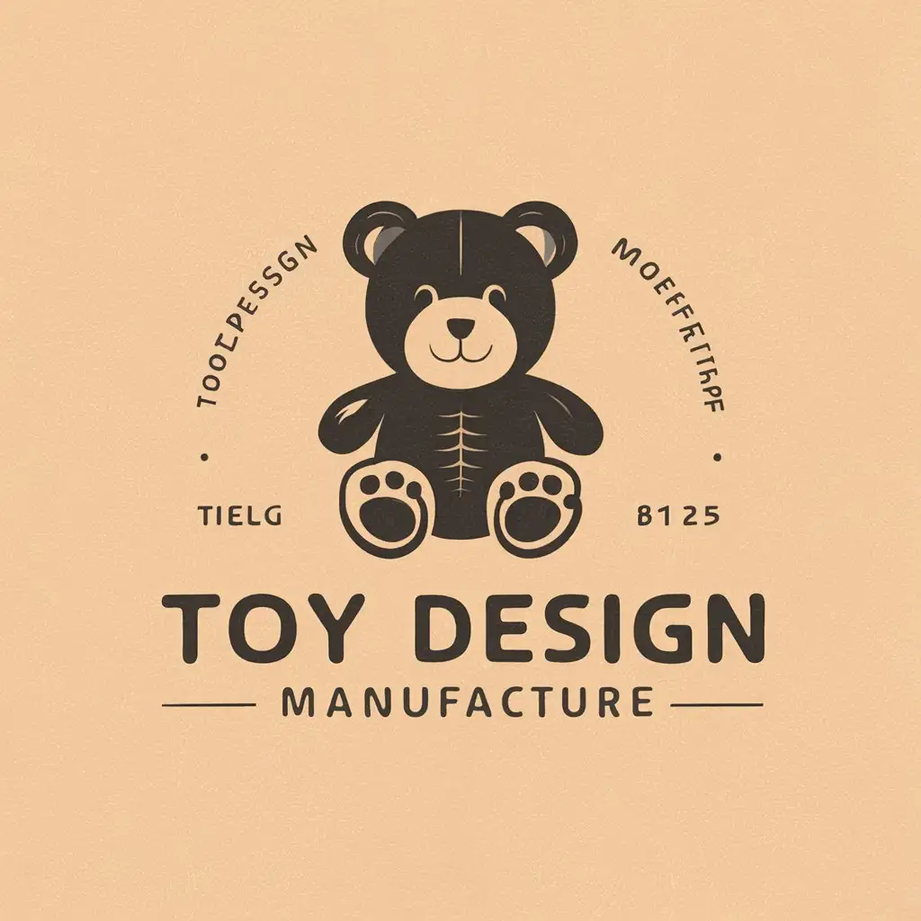 a vector logo design,with the text "toy design manufacture", main symbol:stuffed toy bear,Moderate,be used in design industry,clear background