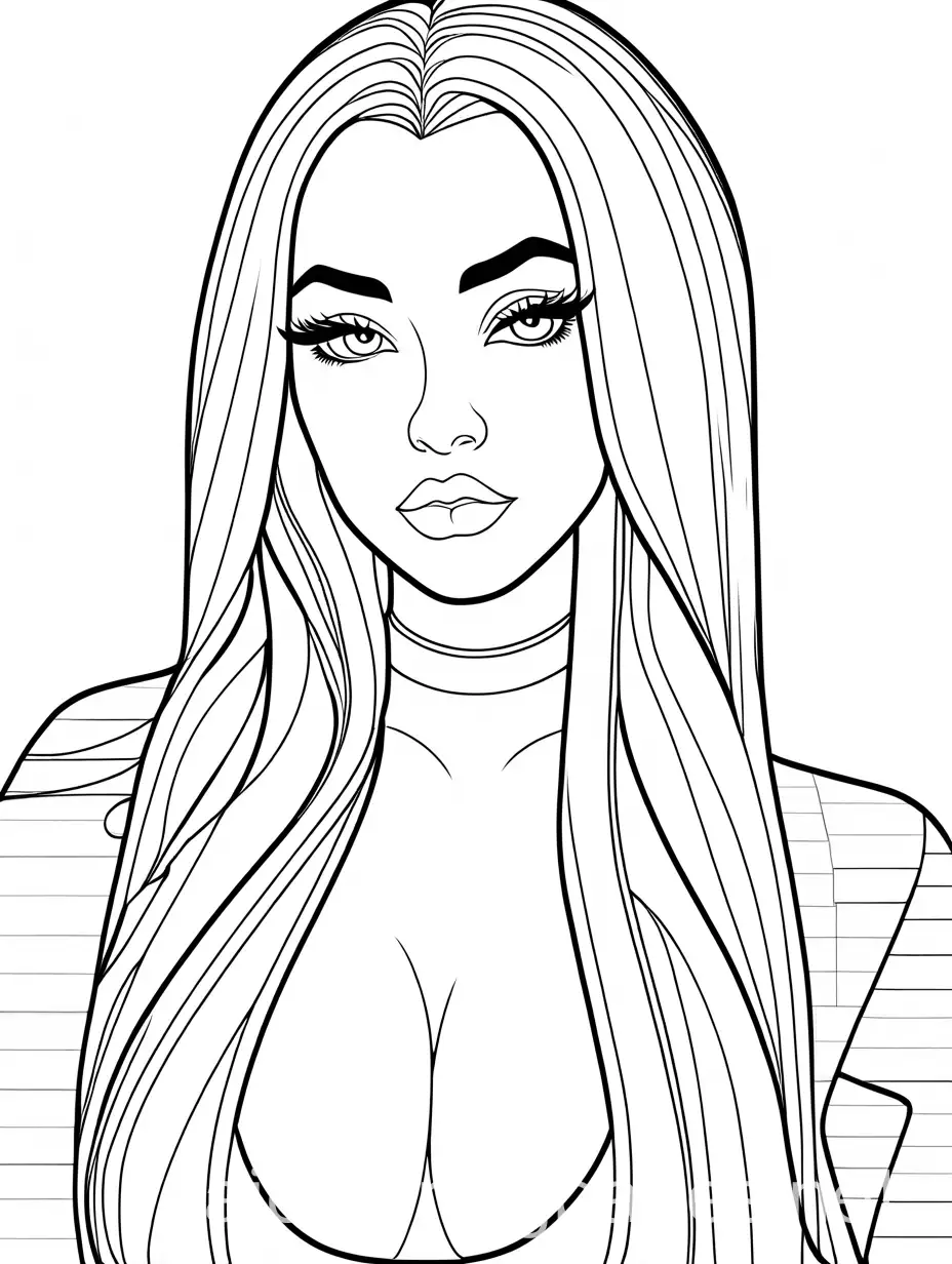 Edgy-Influencer-Lifestyle-Scenes-Coloring-Page-Line-Art-on-White-Background