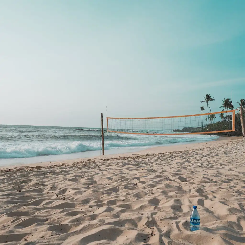 Sporty Lifestyle with LEMAN Bottle on Beach Tennis Court