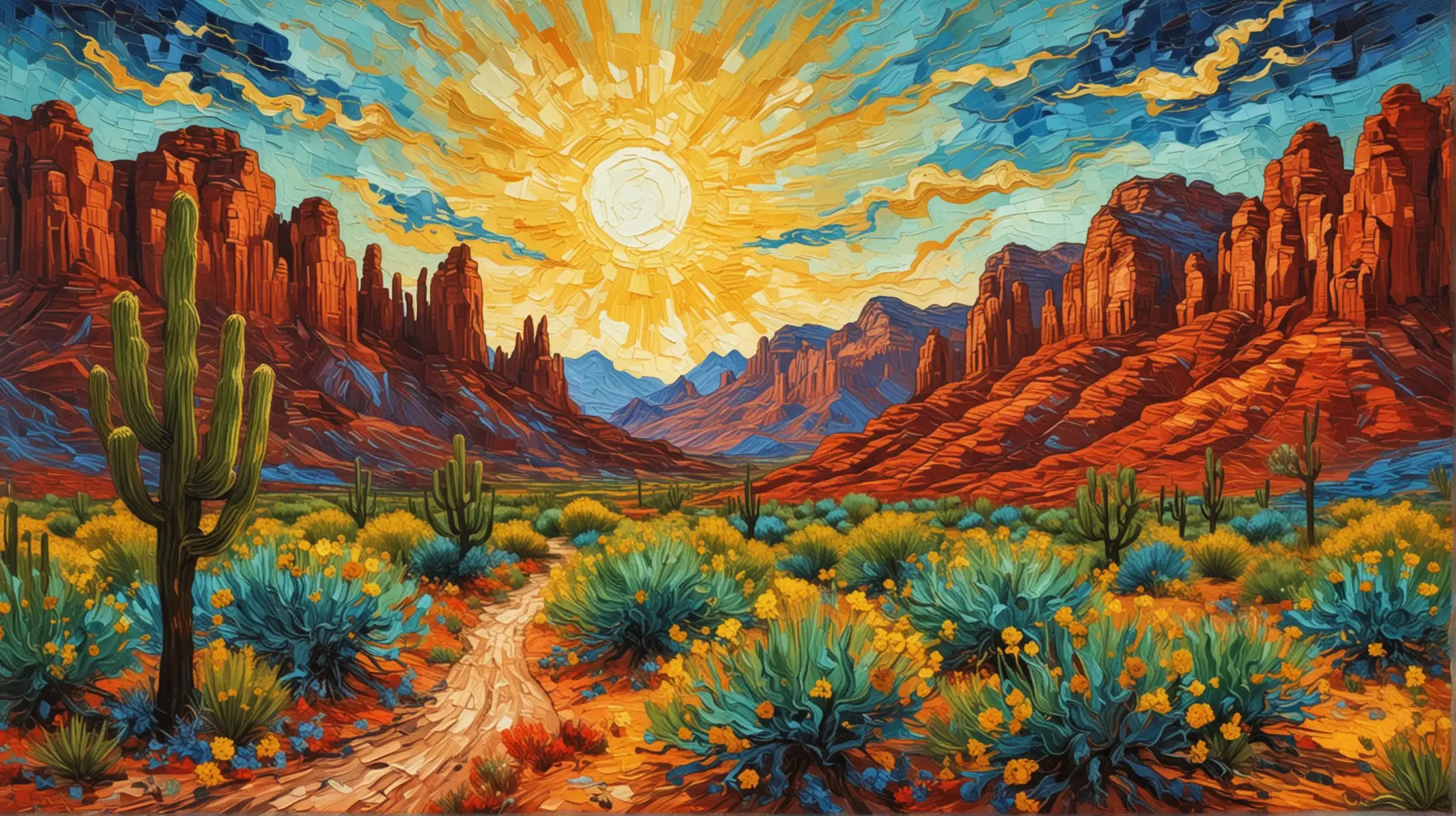 Vibrant Arizona Landscape Abstract by Van Gogh