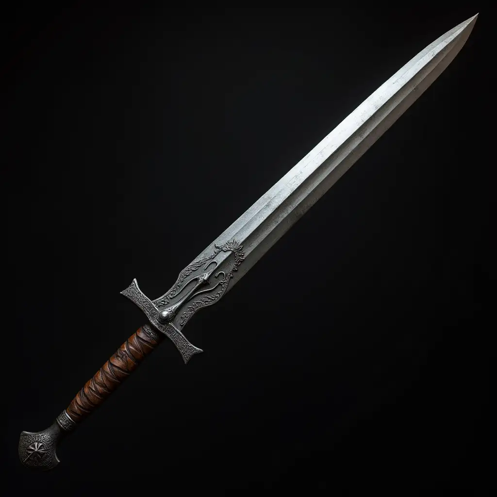 two-handed long steel sword