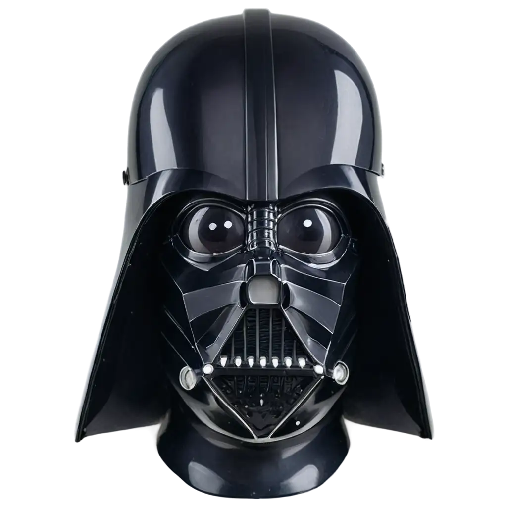 Darth Vader's helmet from Star Wars movie in front view.