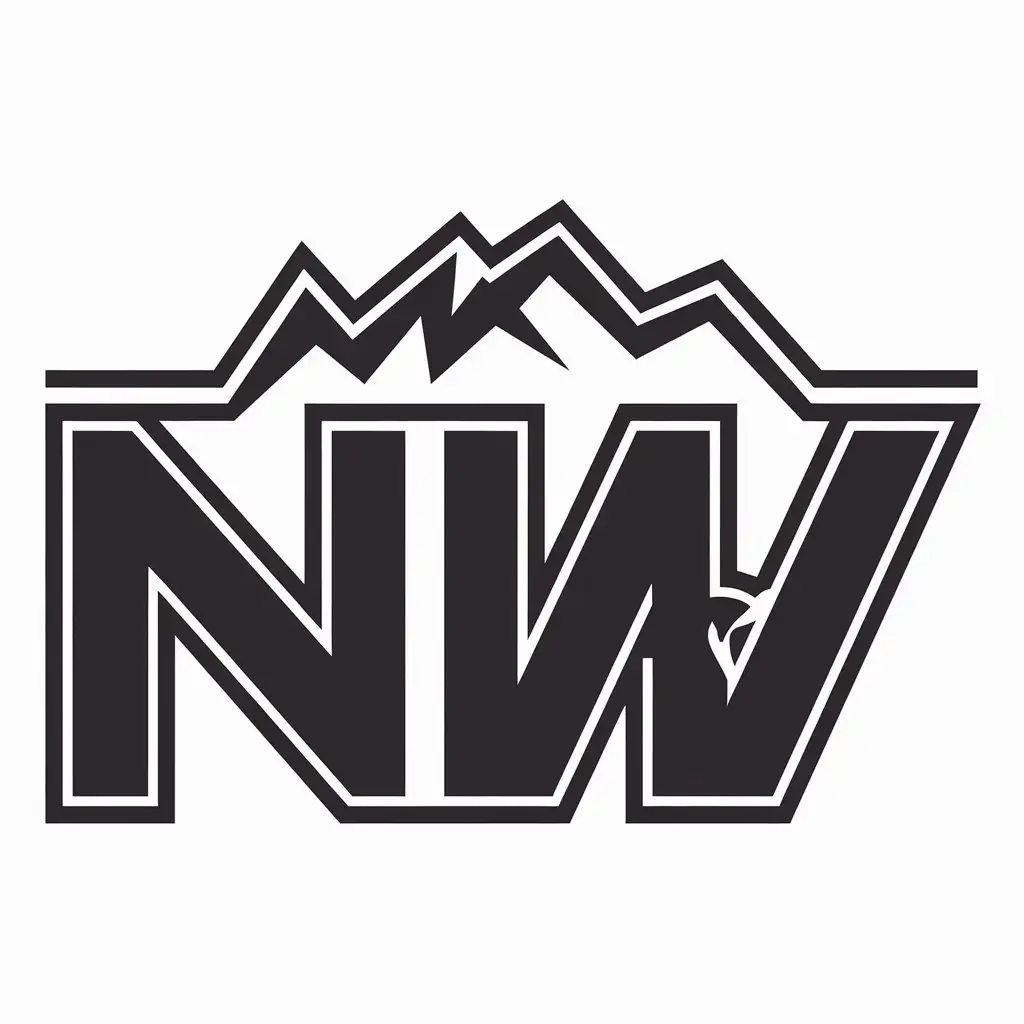 a vector logo design,with the text "NW", main symbol:NW,complex,be used in ski resort industry,clear background