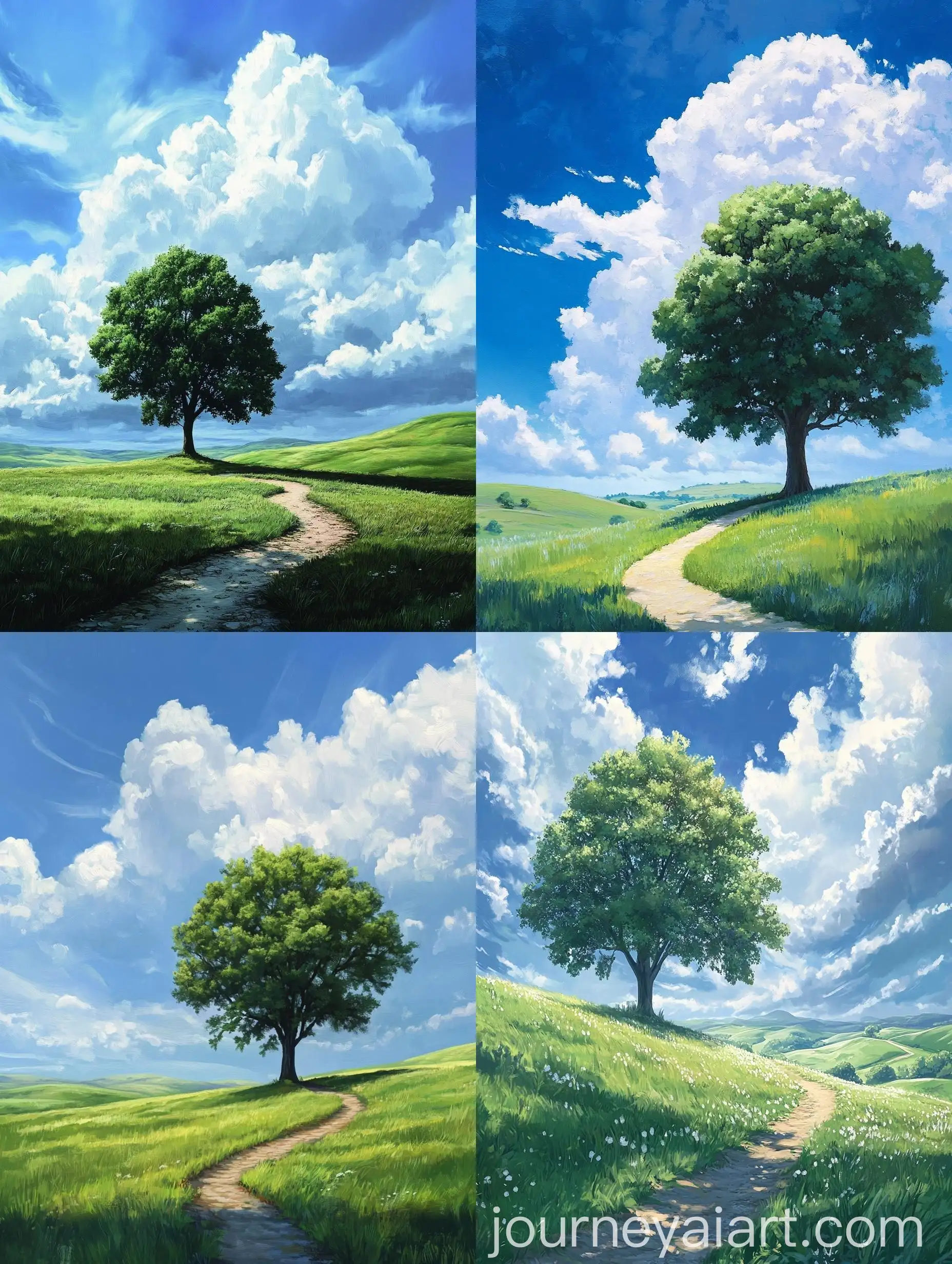 Tranquil-Serenity-of-a-Lone-Tree-in-Endless-Green-Field