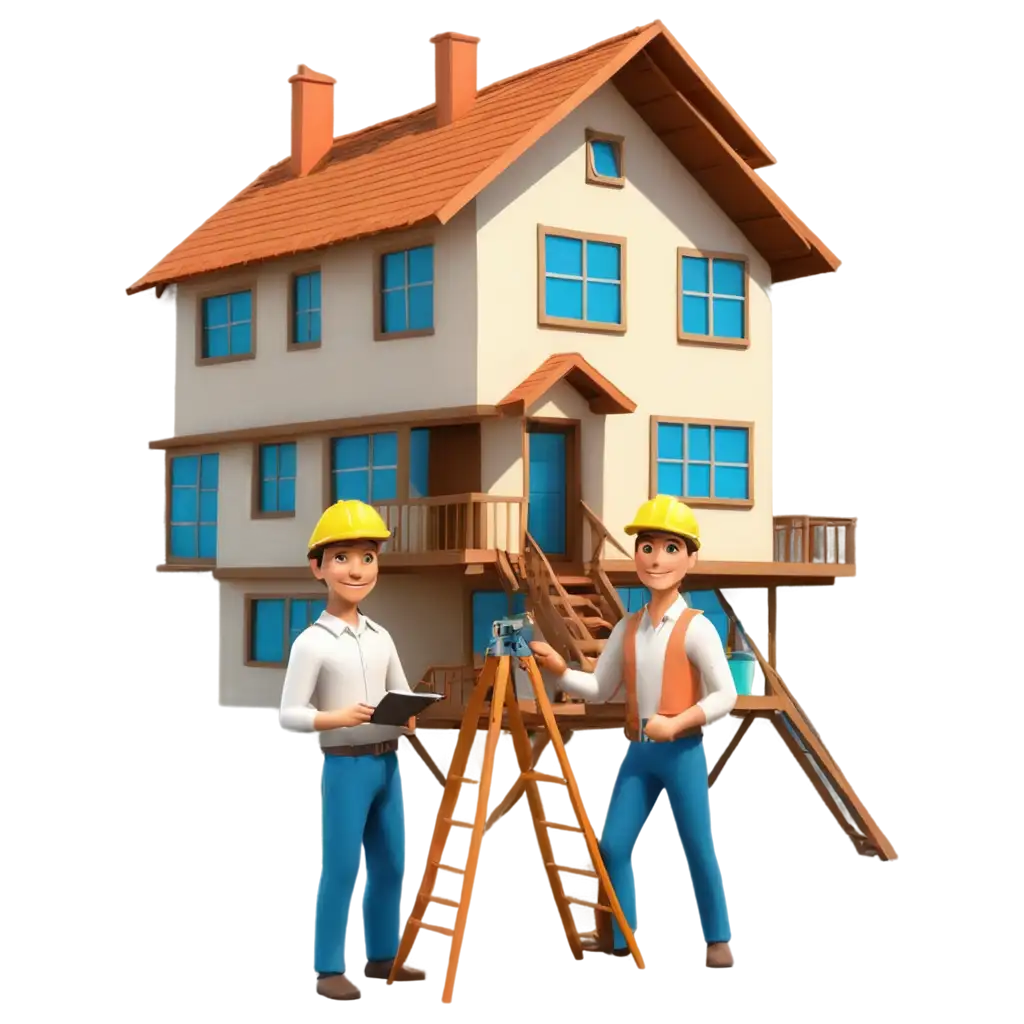 Two-Male-Engineers-Building-a-Beautiful-House-HighQuality-PNG-Image-for-Creative-Use