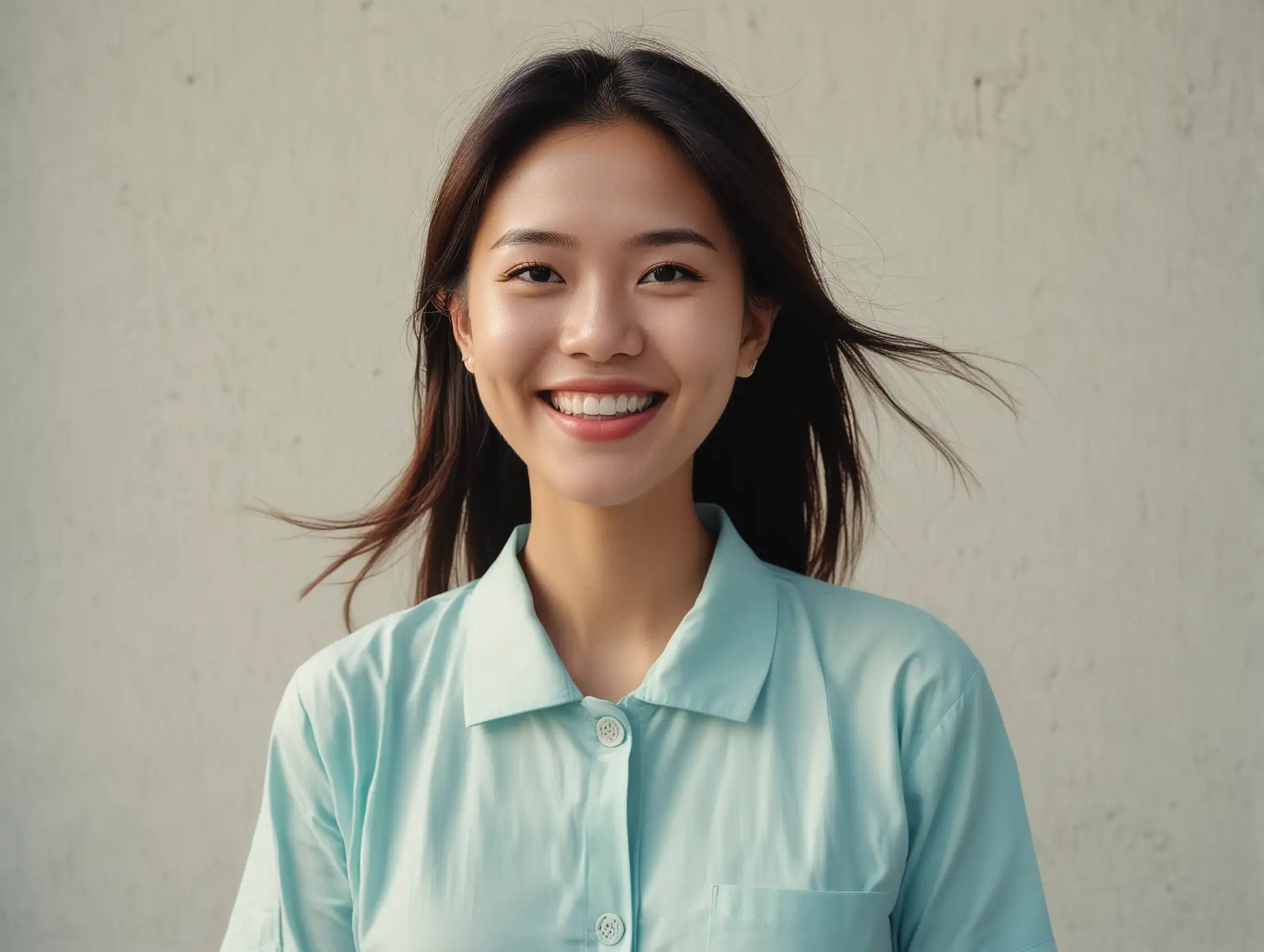 Vietnamese-Girl-Smiling-in-Fashion-Minimalism-with-High-Color-Saturation