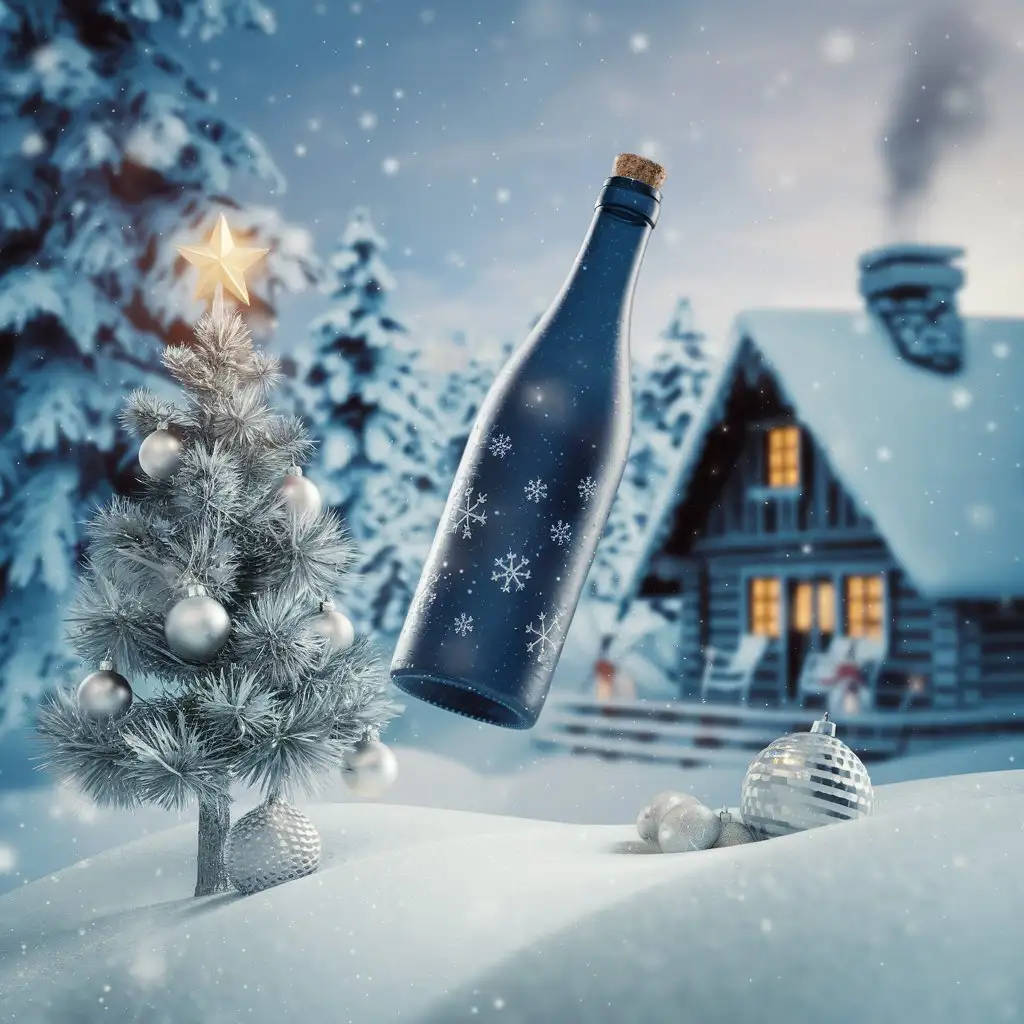 New-Years-Bottle-Floating-in-the-Air-with-3D-Special-Effects-and-Nature-Background