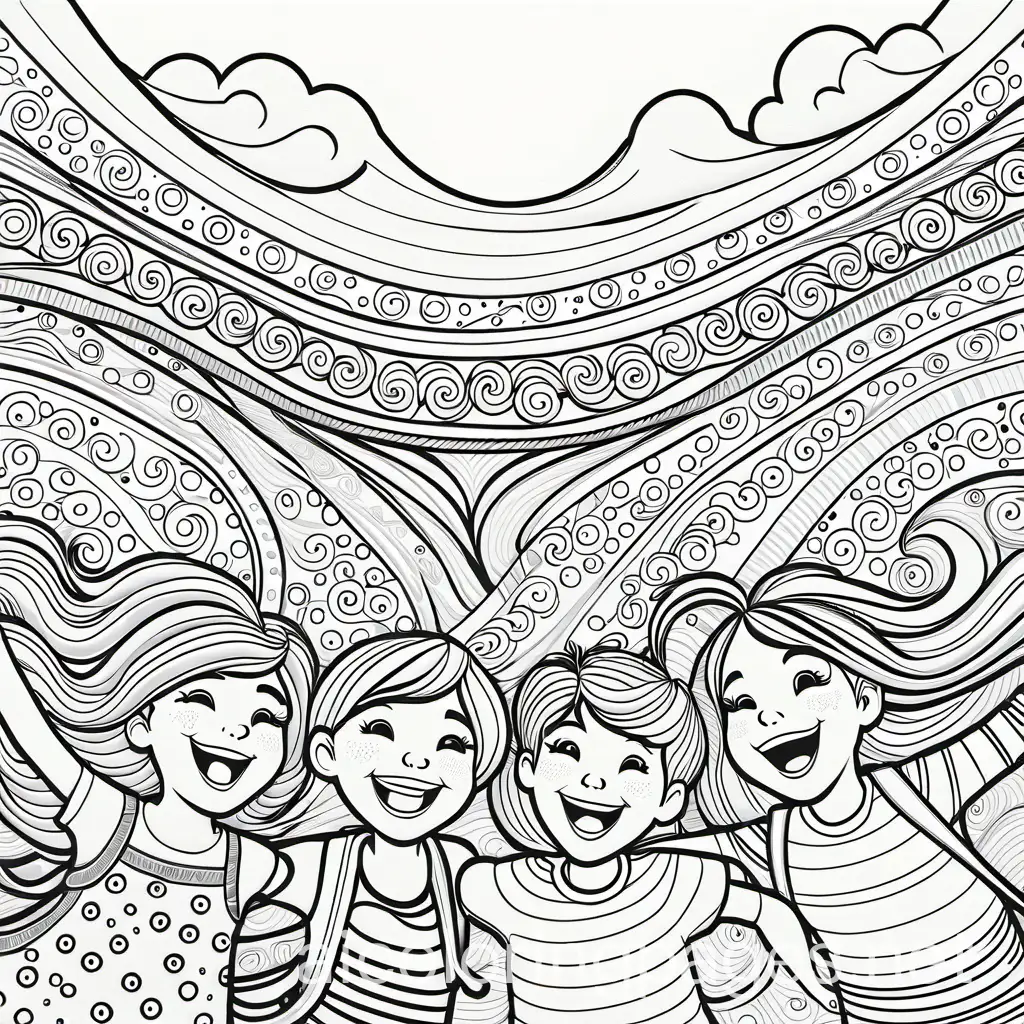 Joyful-Kids-Coloring-Book-Page-Black-and-White-Line-Art