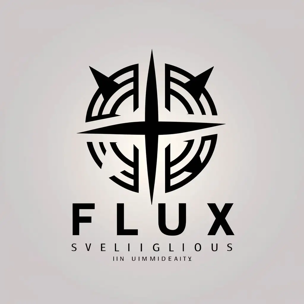 a vector logo design,with the text "FLUX", main symbol:Graphics, circular, sharp,Moderate,be used in Religious industry,clear background