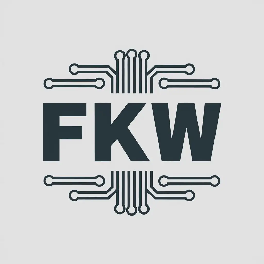 LOGO Design For FKW Modern Vector Logo with Integrated Circuits on Clear Background