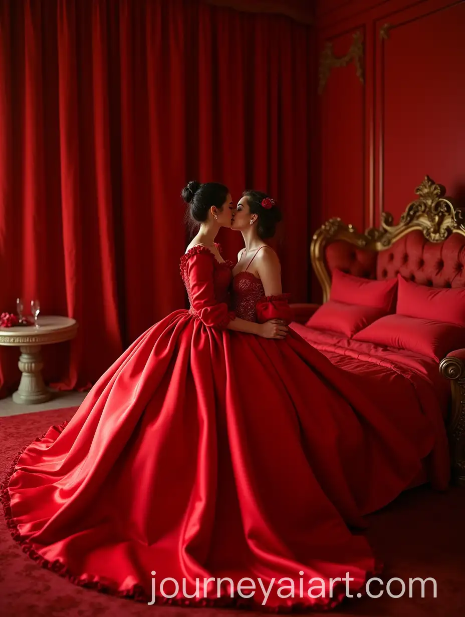 Romantic-Kiss-in-Red-Satin-Evening-Dresses