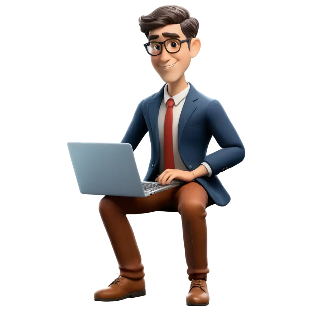 Cartoon-Character-Using-Laptop-PNG-Image-for-Digital-Design-and-Creative-Projects