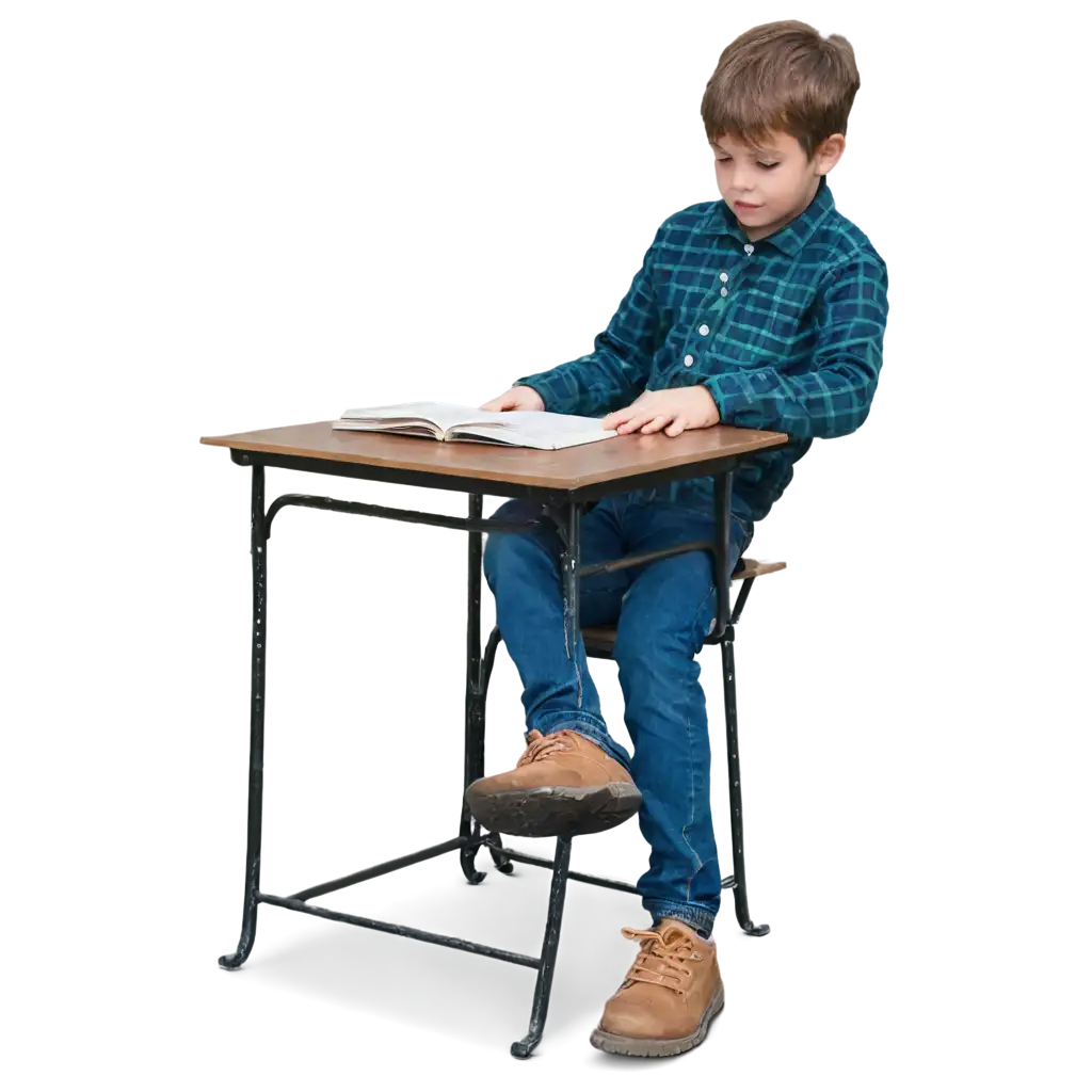 Boy-Reading-Book-on-Table-Enhance-Your-Content-with-a-HighQuality-PNG-Image