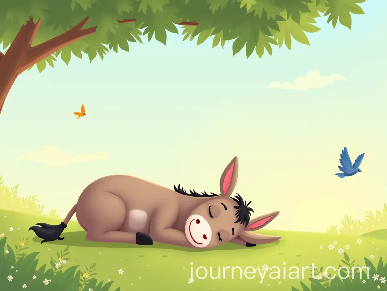 Cute-Donkey-Sleeping-Peacefully-Under-a-Tree