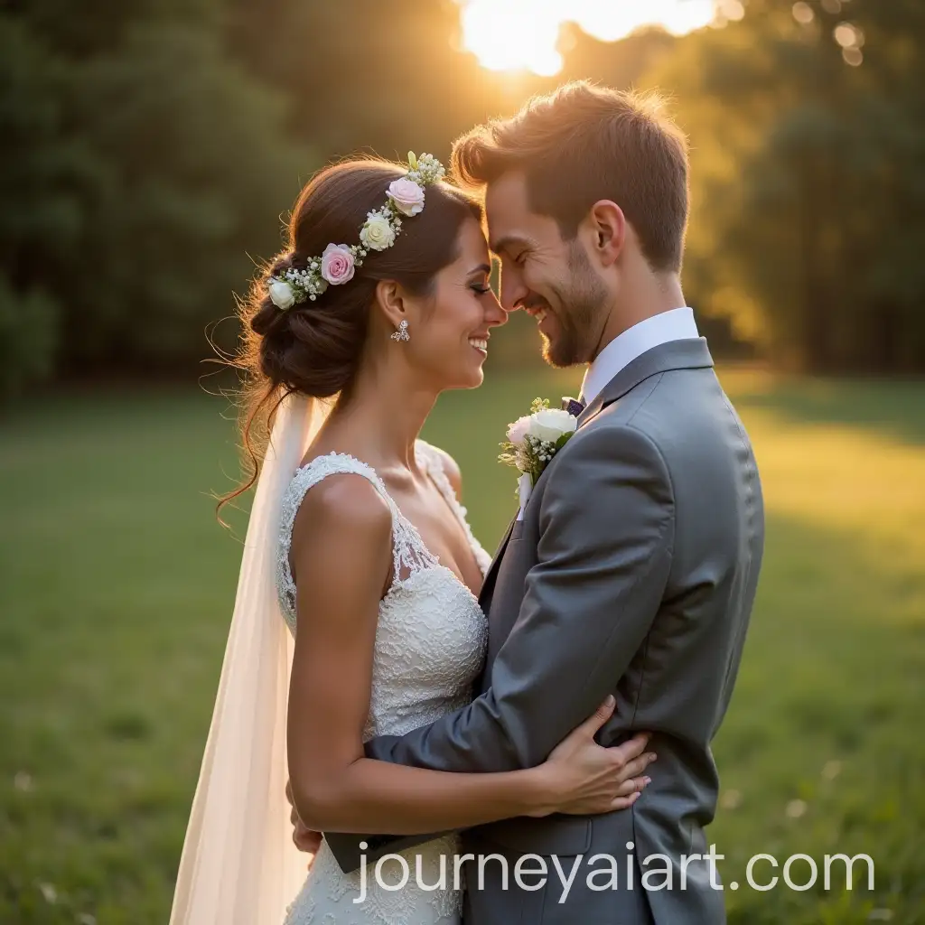 Romantic-Wedding-Scene-with-Bride-and-Groom-Smiling-Outdoors