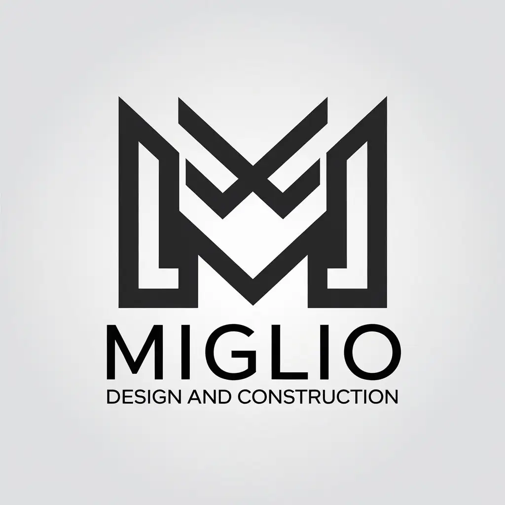 LOGO Design for MIGLIO DESIGN AND CONSTRUCTION Minimalistic M Symbol with Professional Industrial Aesthetic