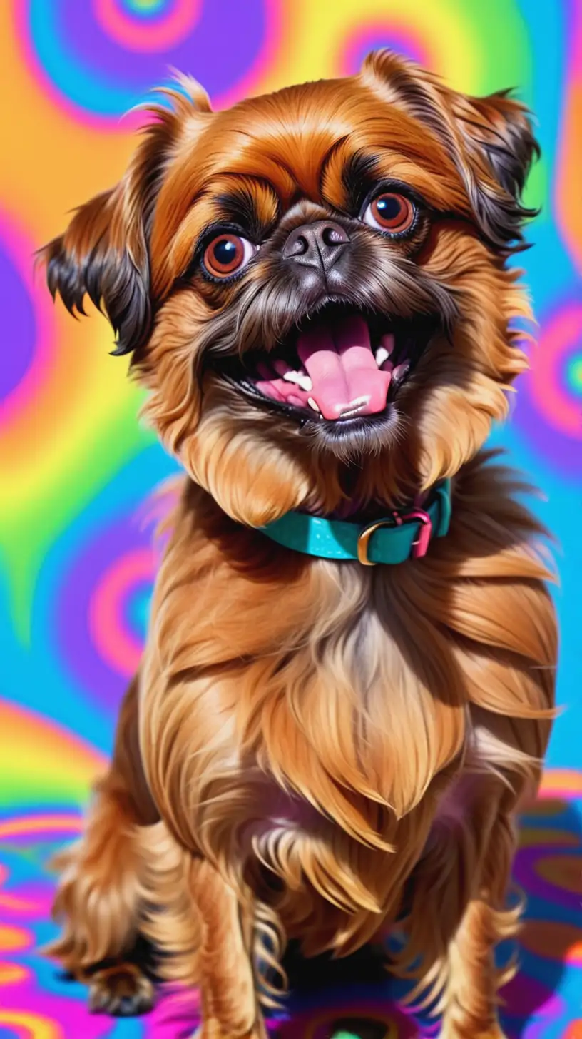 Stupidly Happy Brussels Griffon on Psychedelic Background