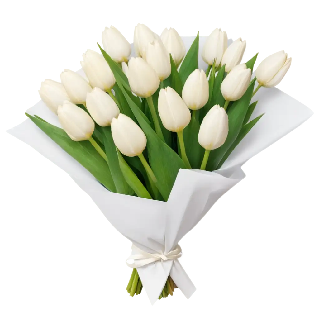 White tulips bouquet 2D