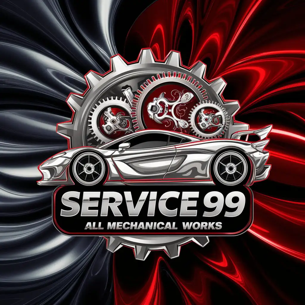 LOGO Design for Service99 Detailed and Futuristic Automotive Theme with Mechanical Elements