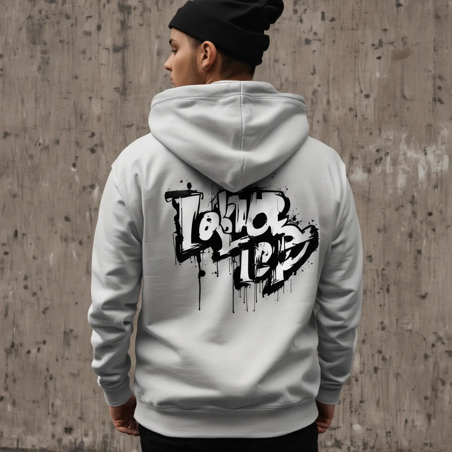 hoodie with logo on the back 'Look up' hihop style, graffiti art