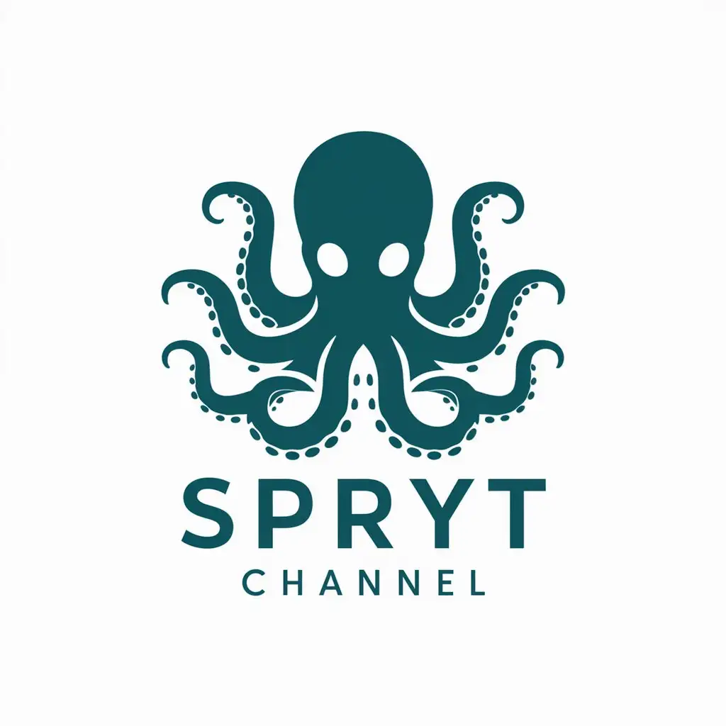 a vector logo design,with the text "Spryt Channel", main symbol:Octopus,Moderate,be used in Technology industry,clear background