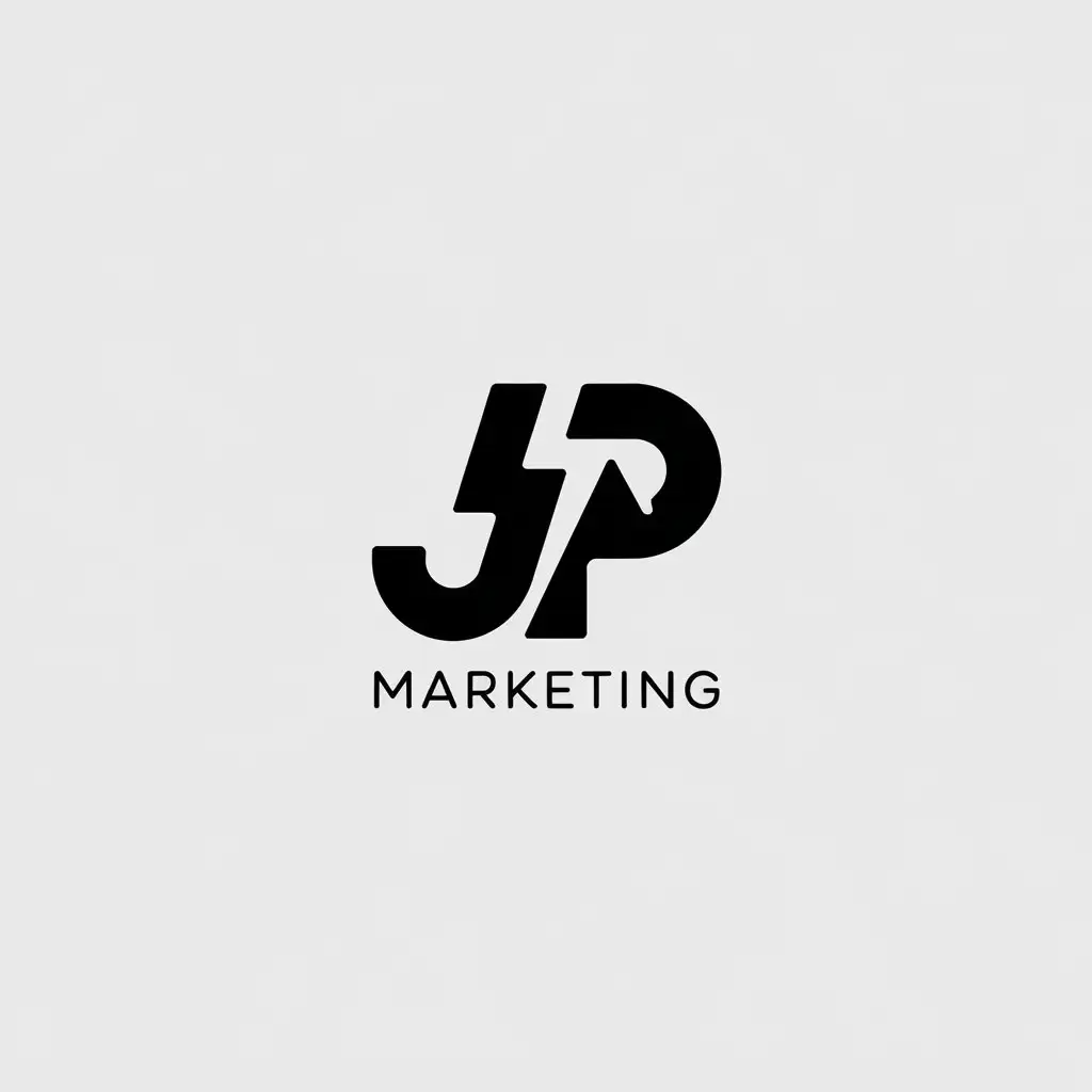 a vector logo design,with the text "JP MARKETING", main symbol:JP,Minimalistic,clear background