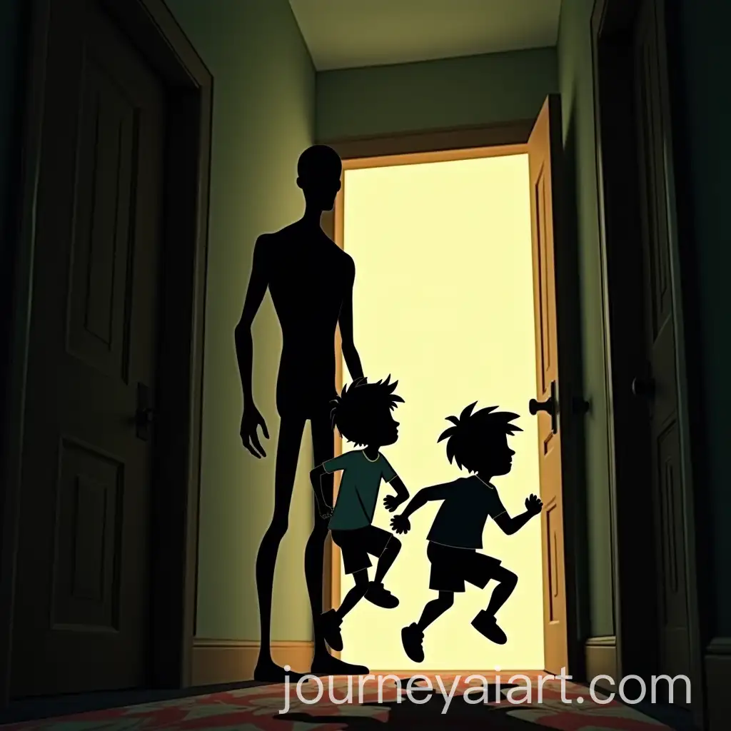 Boys-Running-Through-Hotel-Hallway-Being-Chased-by-Mysterious-Figure