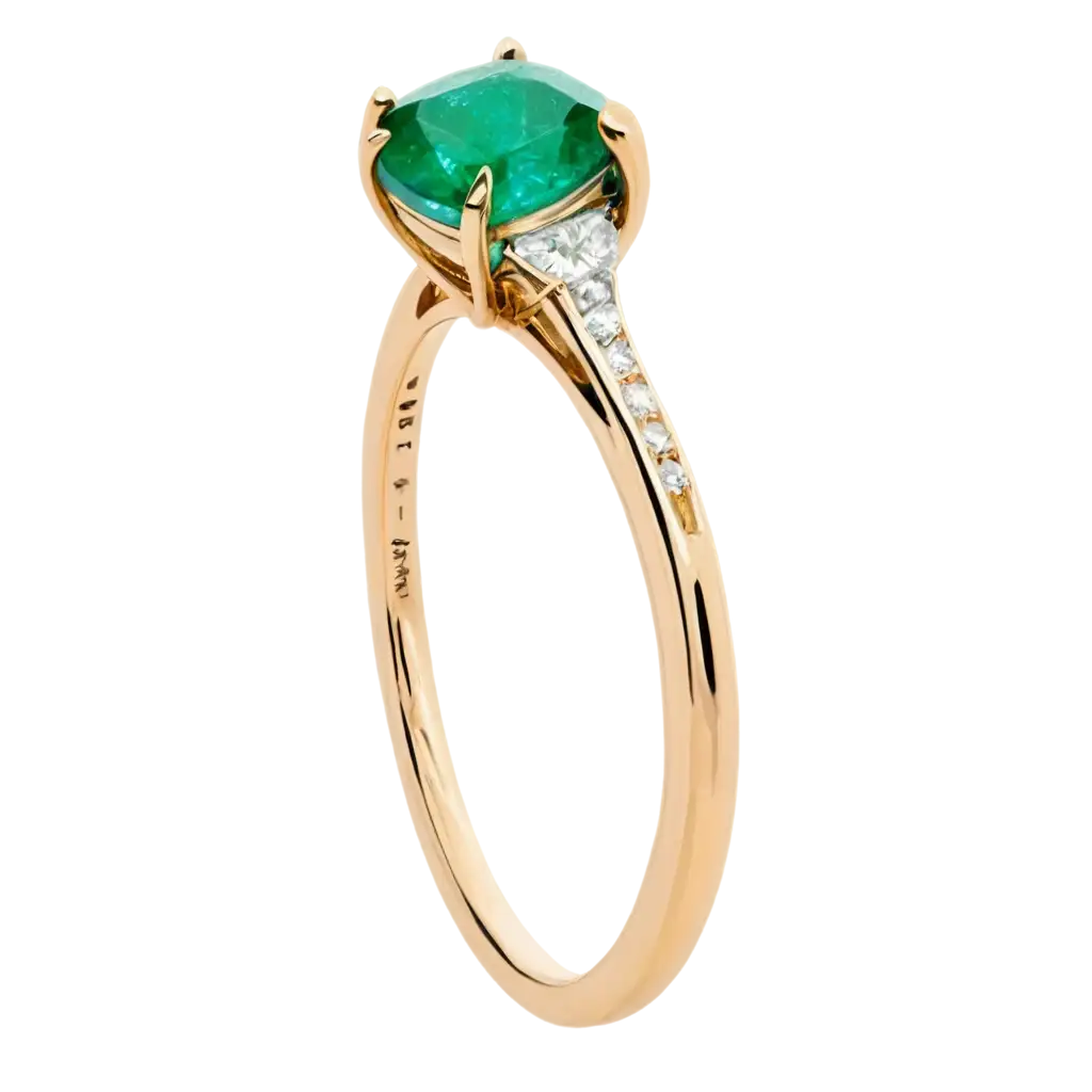 A gold ring with a very green emerald on top