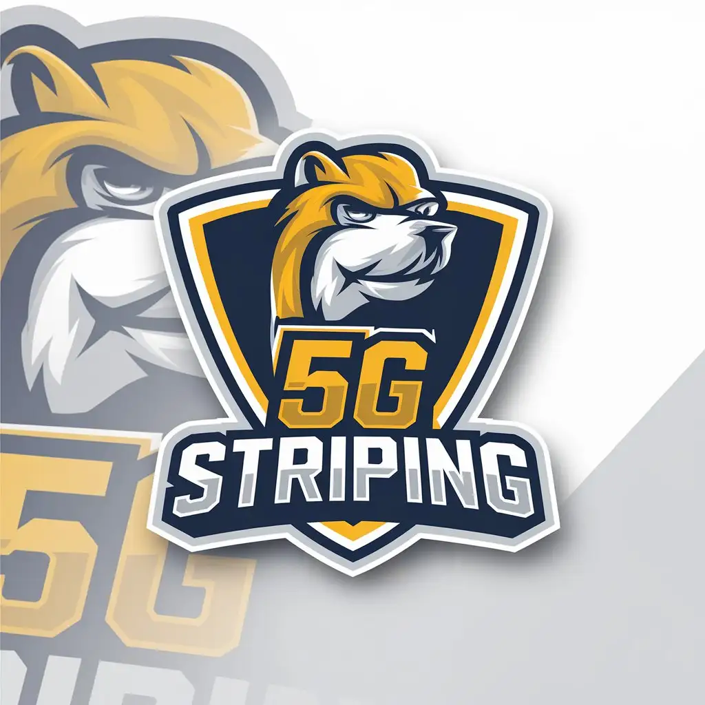 LOGO Design for 5G Striping Modern Mascot with Parking Lot Theme in Yellow White and Blue