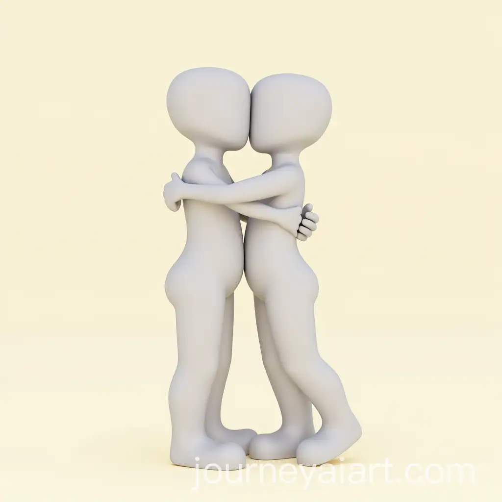 Two-Minimalistic-Female-Figures-Embracing-in-Cream-and-OffWhite-Colors