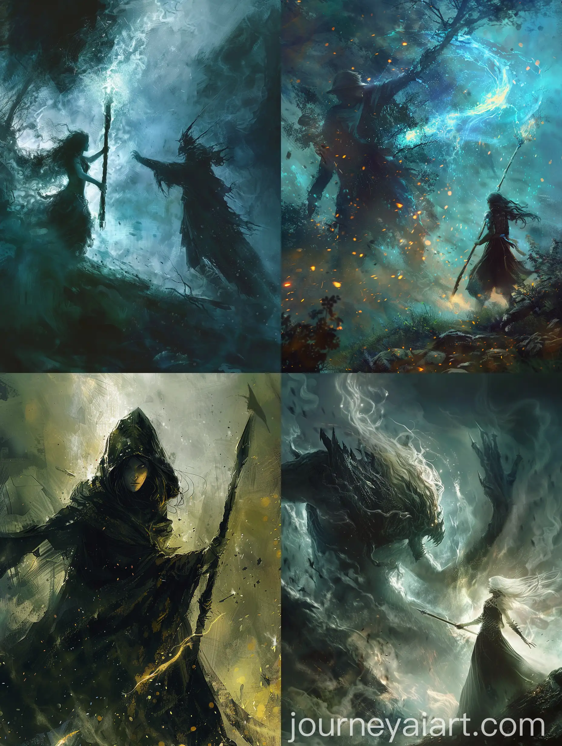 Teenage-Witch-and-Knight-Battle-Dark-Spirit-with-Light-Shield-and-Sword
