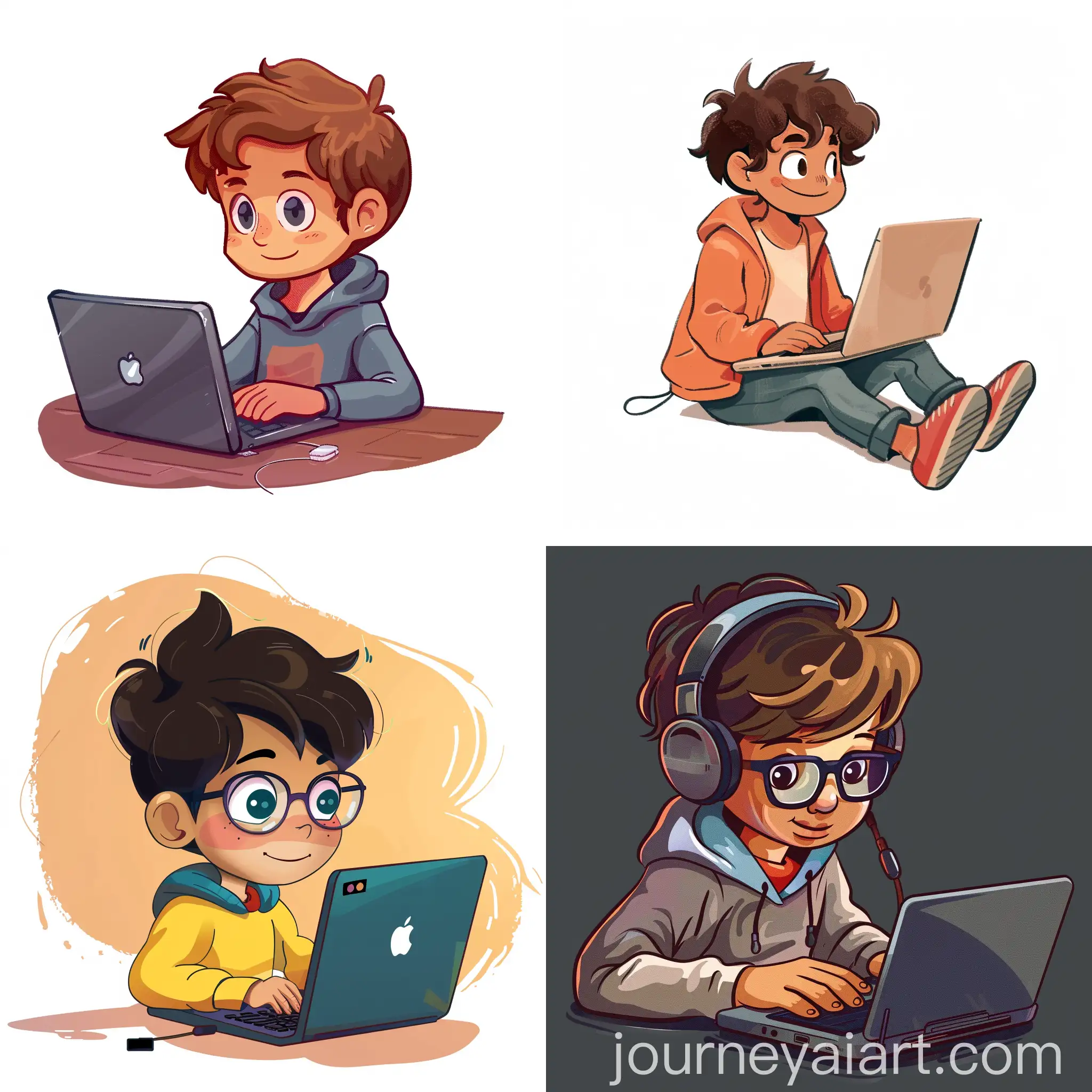 Boy-Using-Laptop-in-Cartoony-Style