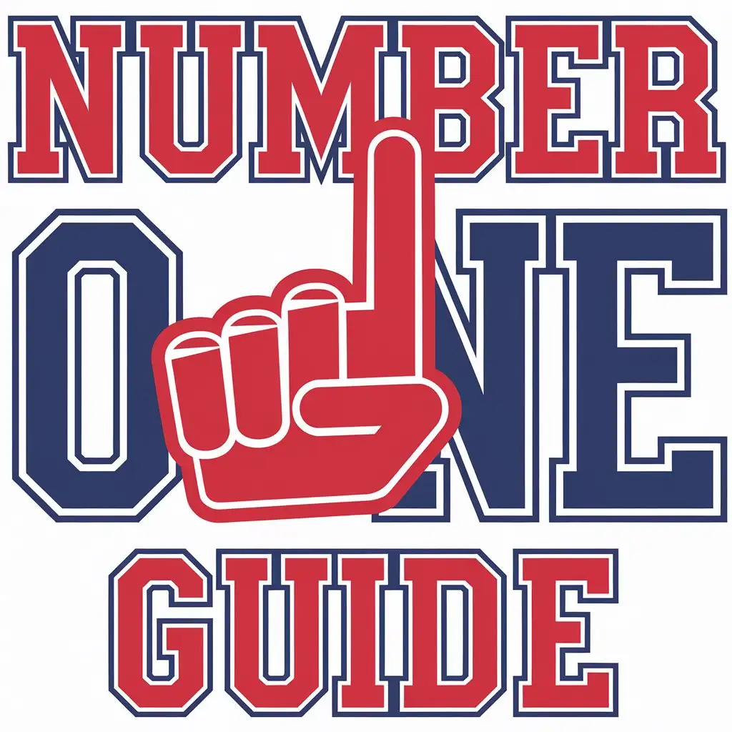 LOGO Design for Number One Guide Red White and Blue with Index Finger Making Number 1 Symbol